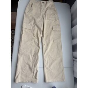 Hollister California Ultra High Rise Baggy Corduroy Beige Cargo Pants